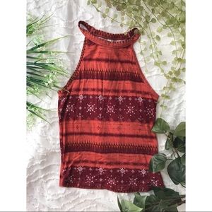 U Neck Tank Top | Red | XS | Tribal |